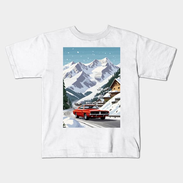 Classic American Charger Muscle Car Kids T-Shirt by VENZ0LIC